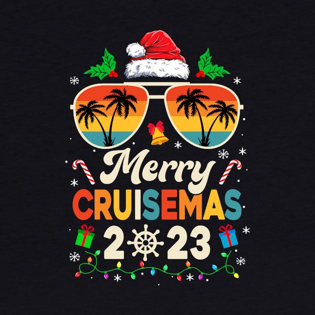 Merry Cruisemas 2023 Christmas Santa Reindeer Cruise Retro by James Green